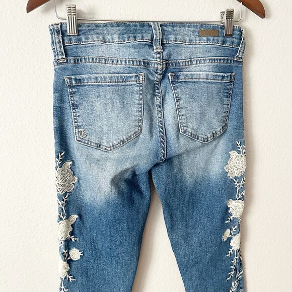 Kut from the Kloth Skinny Crochet Lace Floral Blue Jeans Women’s‎ Size 4 - Picture 6 of 12